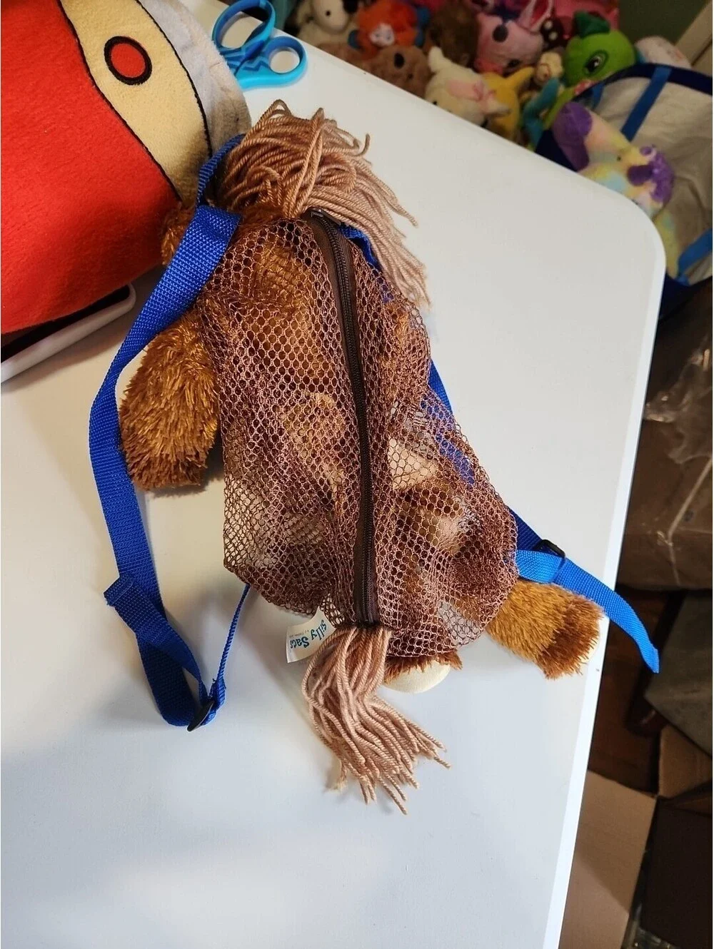 Stephen Joseph Silly Sacs Plush Stuffed Horse Pony Netted Backpack Bag 14